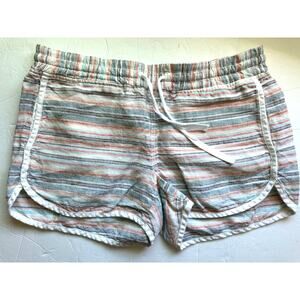 Athleta Women's Striped 100% Linen
Drawstring Shorts - Size 10
